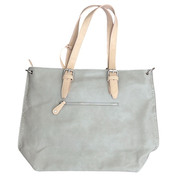 SHIRALEAH • Grey Pebbled Leather Chicago Tote Shoulder Crossbody Bag Purse - Picture 2 of 9